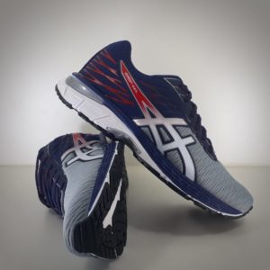 Asics - Azul, Cinza e Vermelho